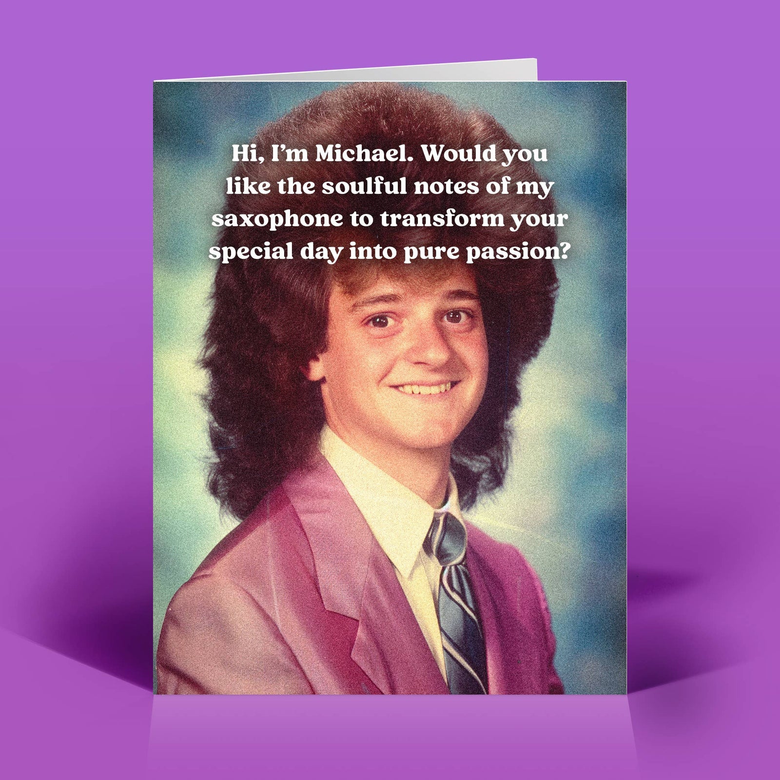 Funny Birthday Card – PASSION SAXOPHONE – Retro Humor