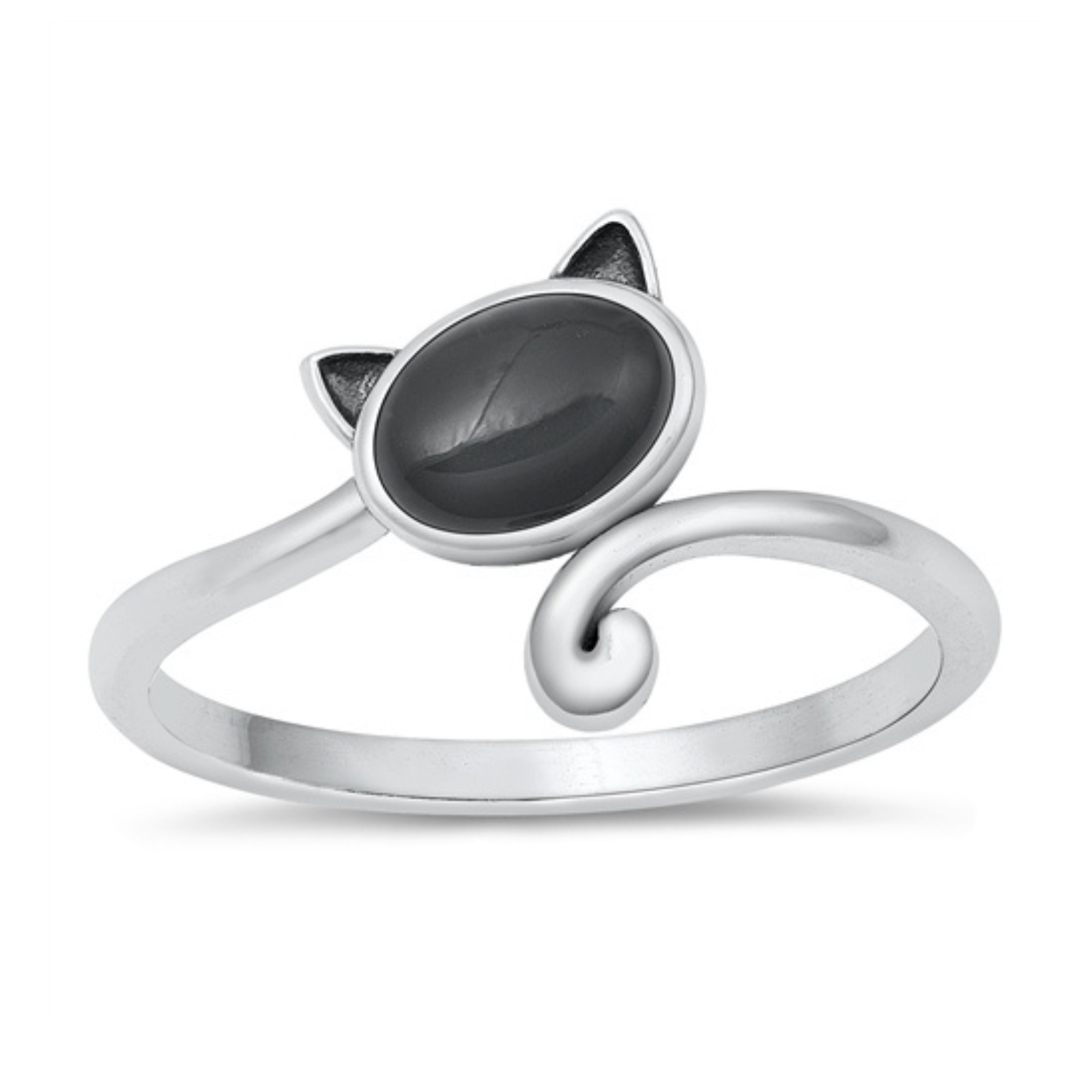 Cat with Black Agate Ring