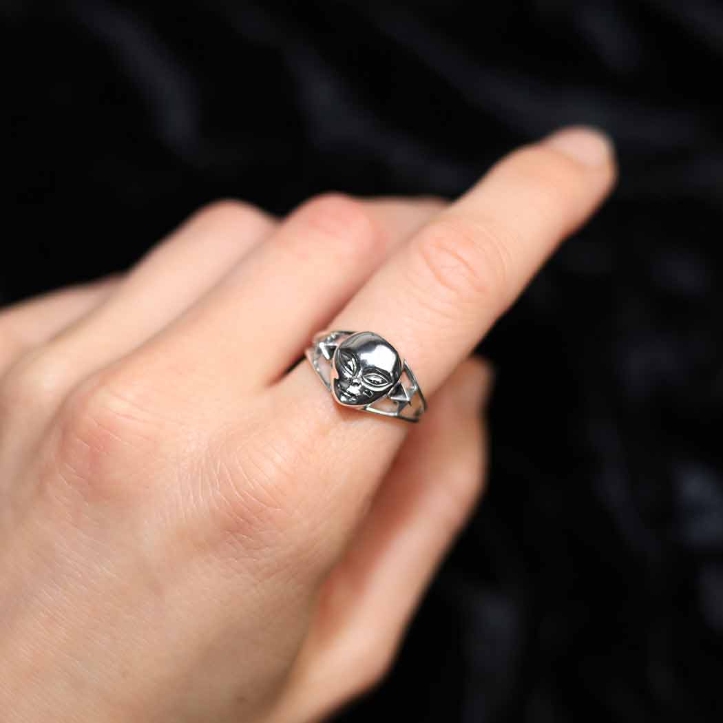 Sterling Silver Chunky Alien Ring