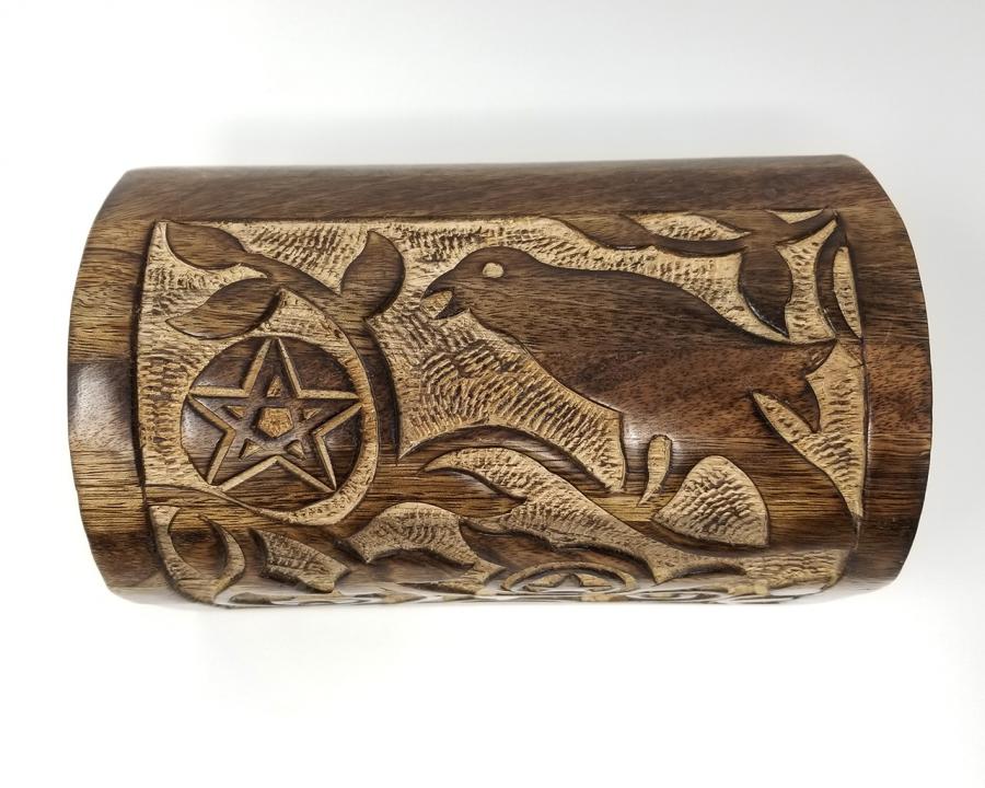 Raven and Pentagram Carved Chest