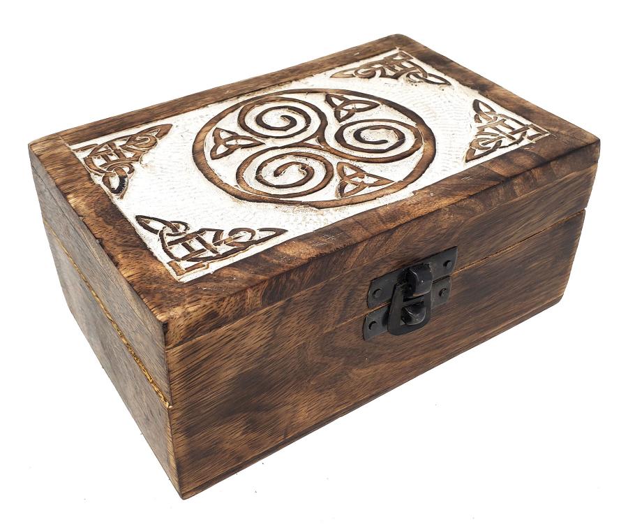 Carved Sprials Wooden Box 4x6