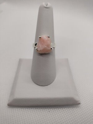 Rough Pink Opal Sterling Silver Ring