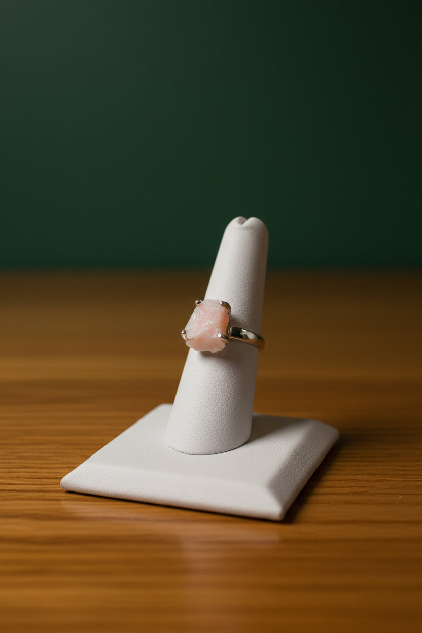Rough Pink Opal Sterling Silver Ring