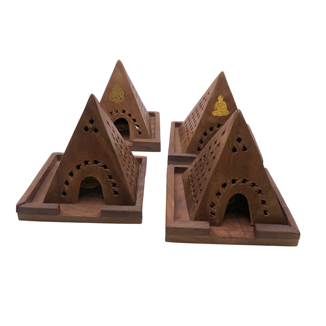 Wood Temple Incense Burner