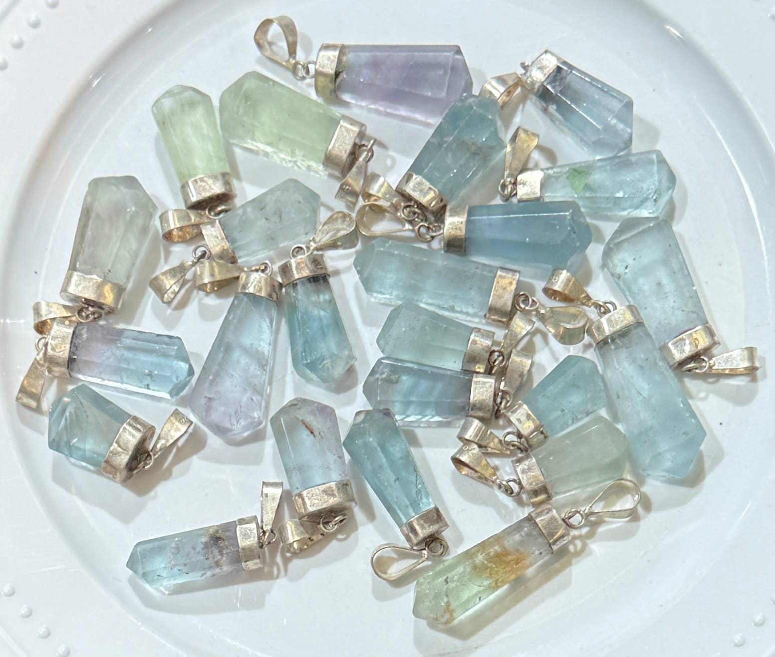 Fluorite Point Pendant with Sterling Silver Cap