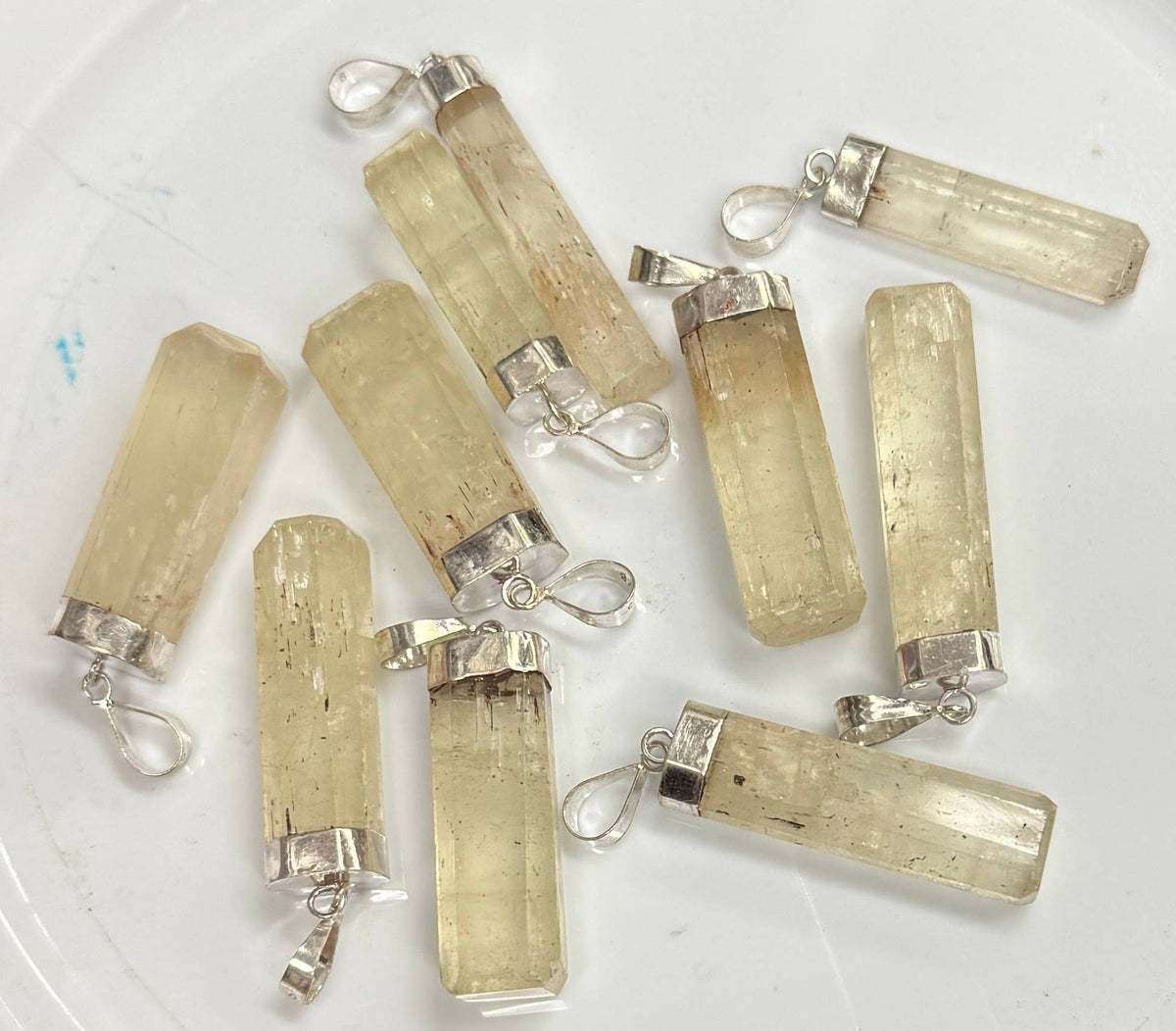 White Kunzite Pendant with Sterling Silver Cap