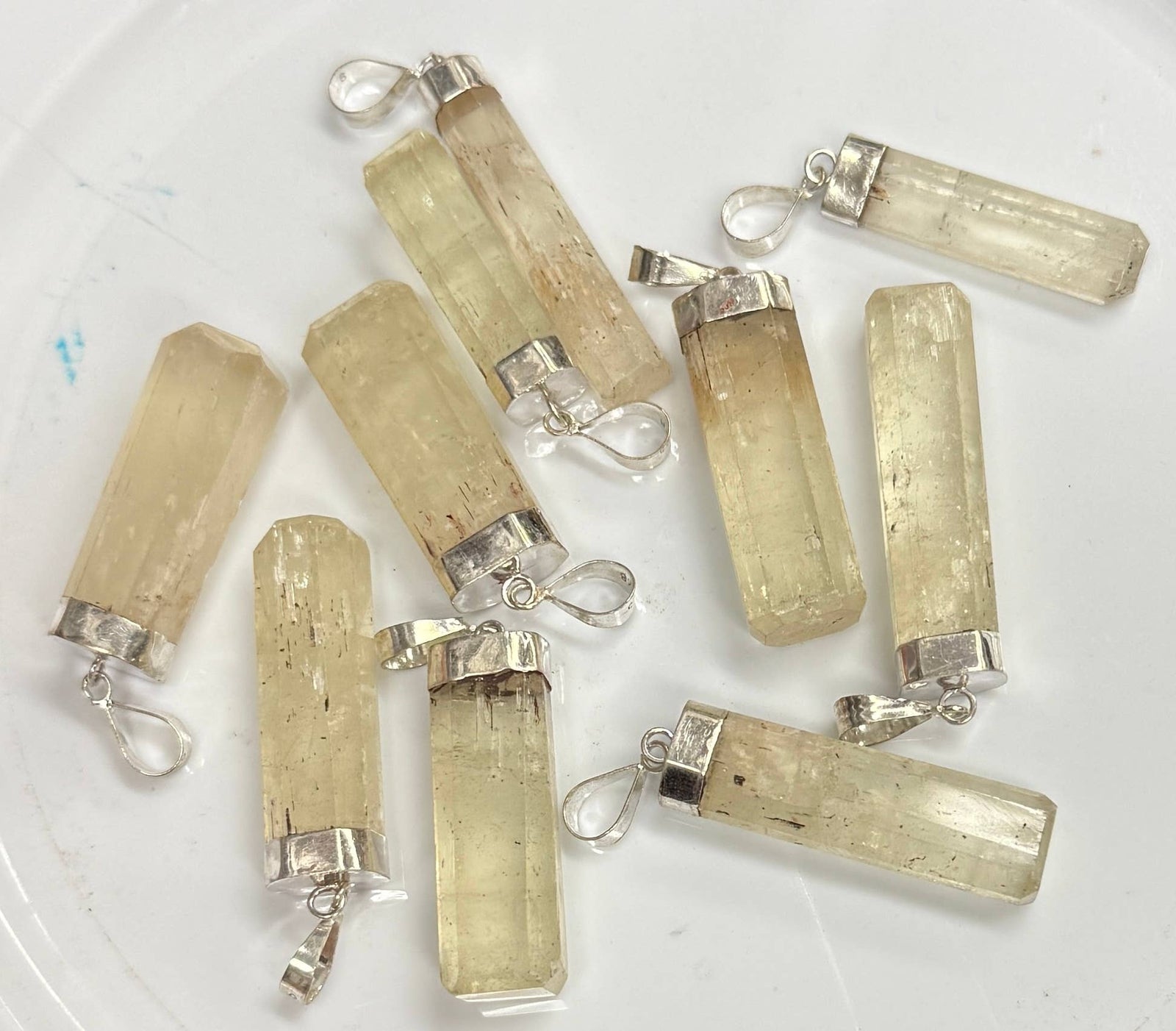 White Kunzite Pendant with Sterling Silver Cap