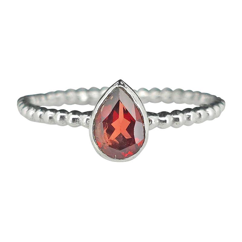 Garnet Sterling Silver Ring
