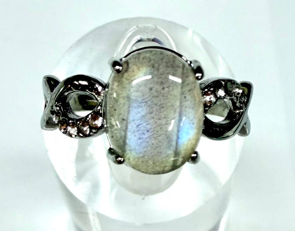 Natural Labradorite Stainless Steel Rings 9316)  8x10mm
