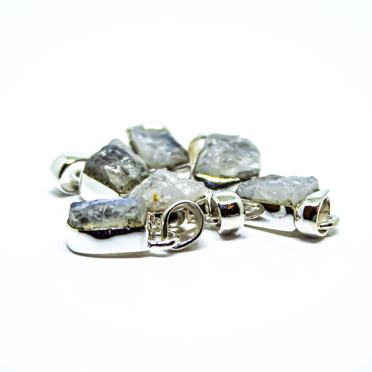 Rainbow Moonstone Freeform Sterling Silver Pendant