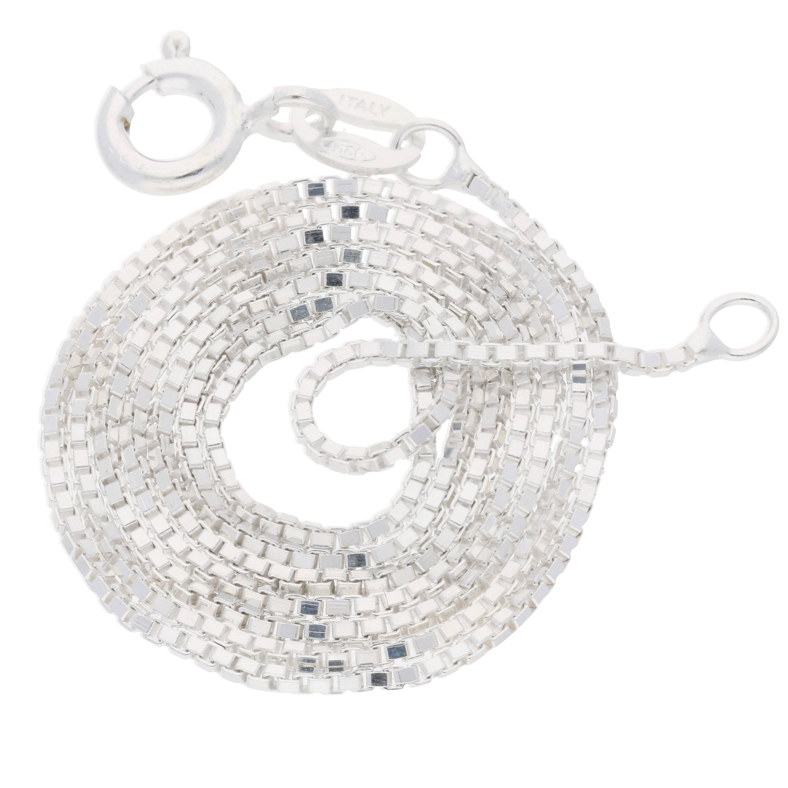 Italian 1mm Sterling Silver Box Link Chain Necklace