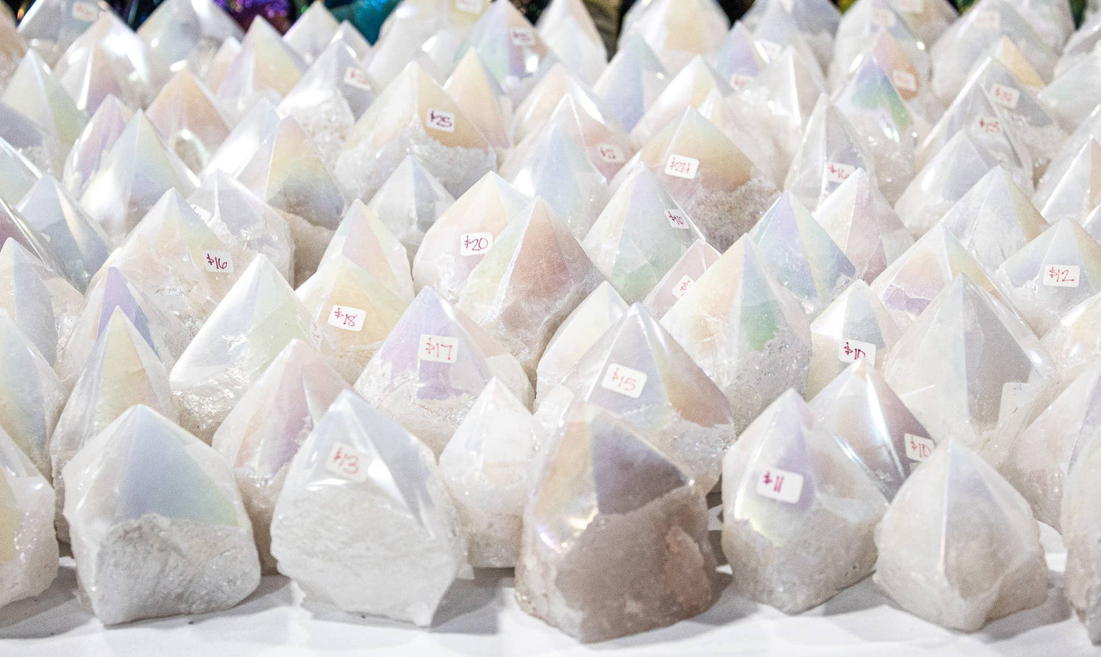 White Pearl Quartz Aura Polished Top Points