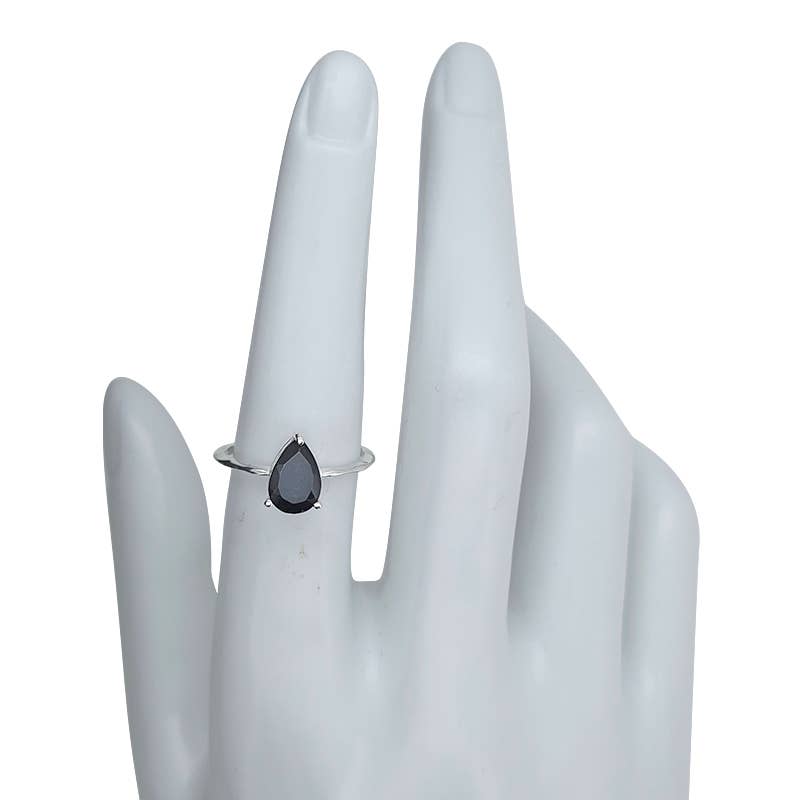 Faceted Black Onyx Sterling Silver Ring