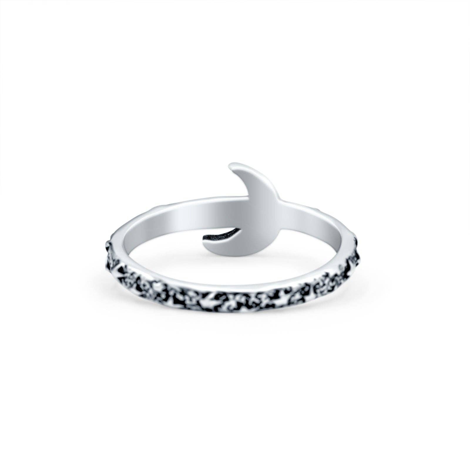 Crescent Moon Ring Oxidized Band Thumb Ring (8mm)