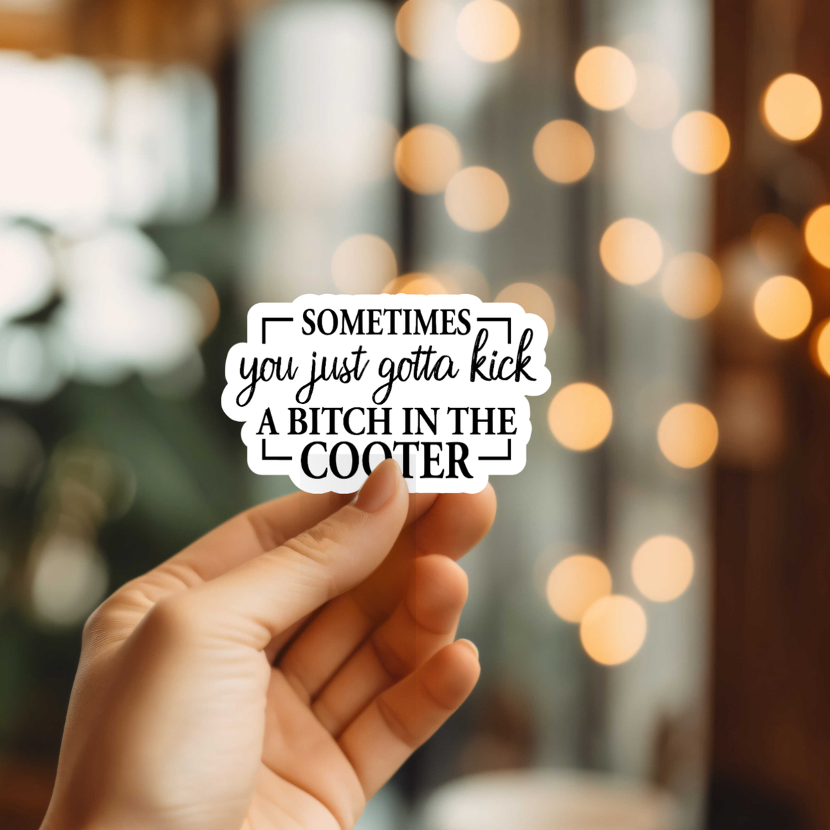 Funny Kick A Bitch In The Cooter Vinyl Sticker