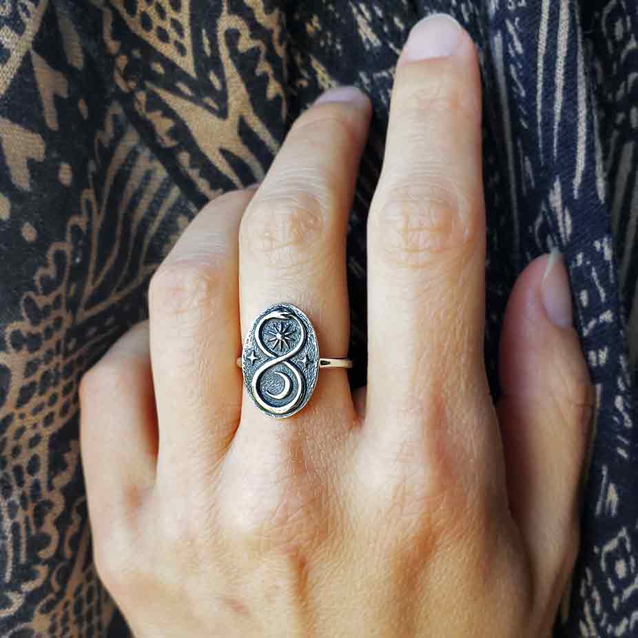Infinity Snake Sterling Silver Ring