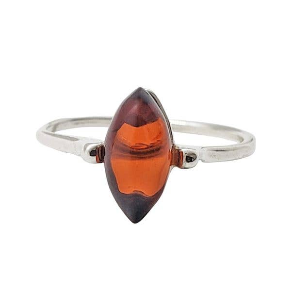 Cherry Amber Sterling Silver Ring