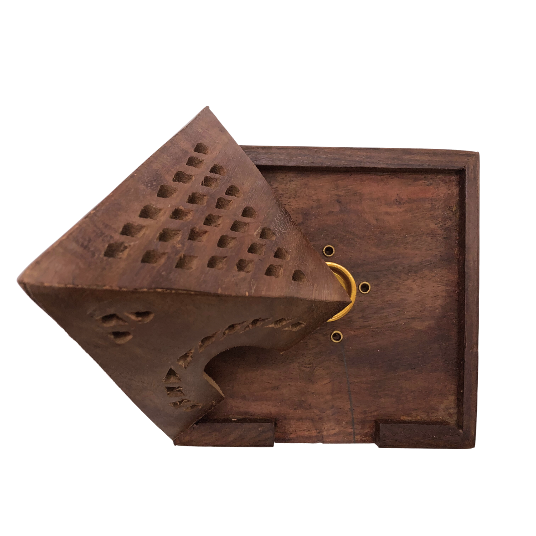 Wood Temple Incense Burner