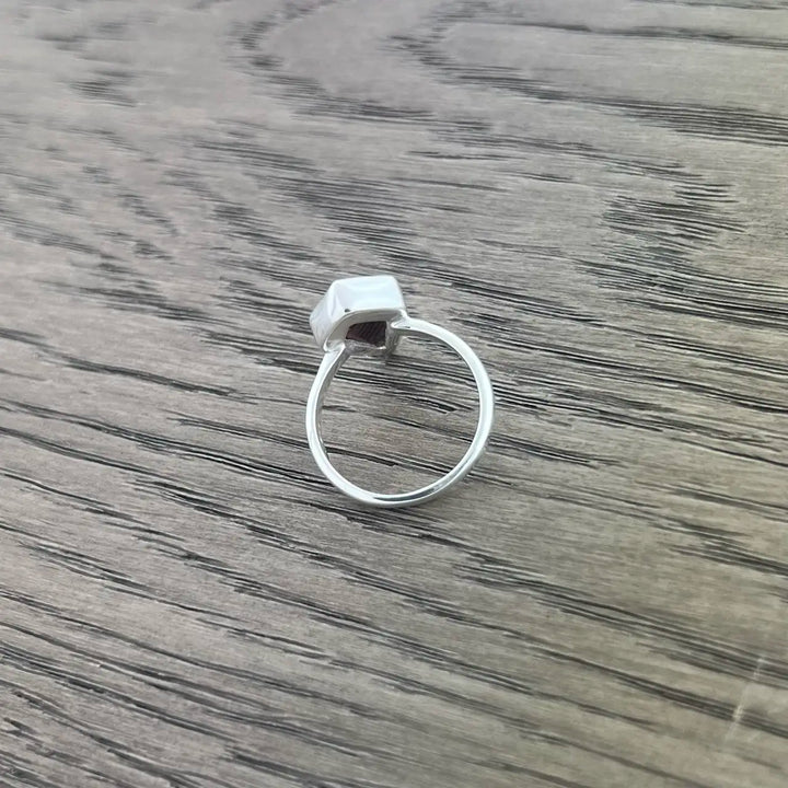 Red Tiger Eye Shield Sterling Silver Ring