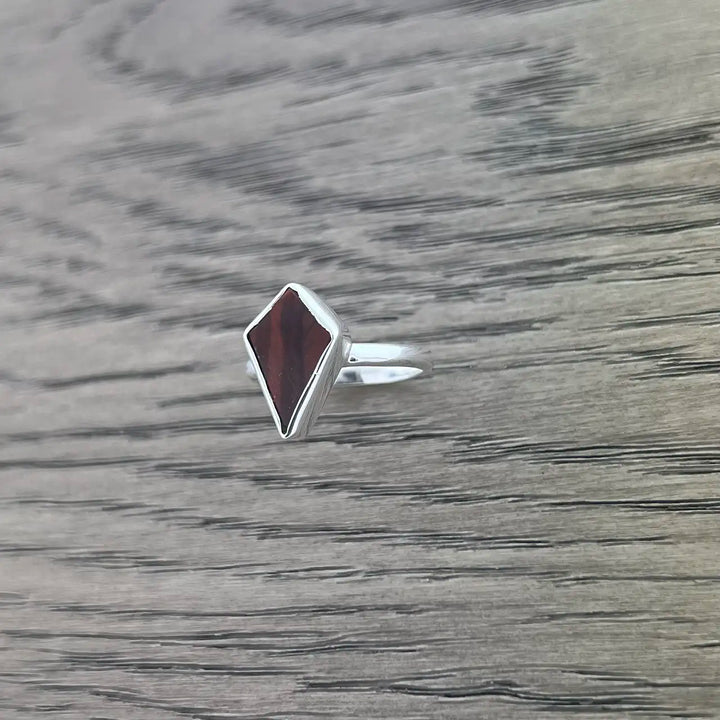 Red Tiger Eye Shield Sterling Silver Ring
