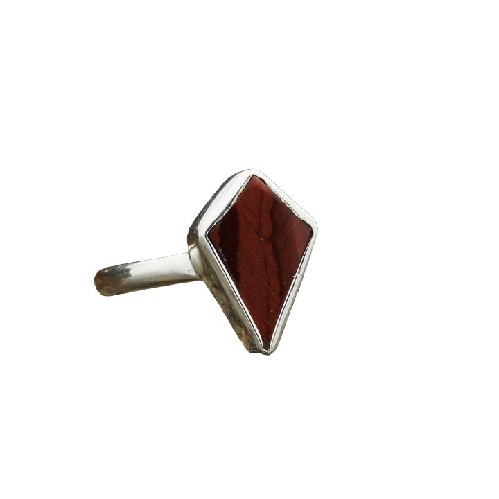 Red Tiger Eye Shield Sterling Silver Ring