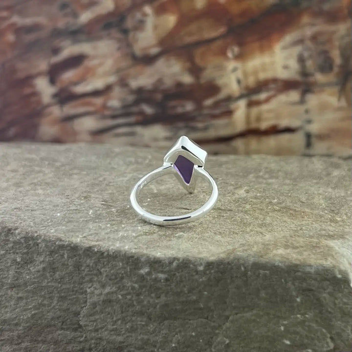 Amethyst Shield Sterling Silver Ring