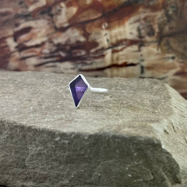 Amethyst Shield Sterling Silver Ring