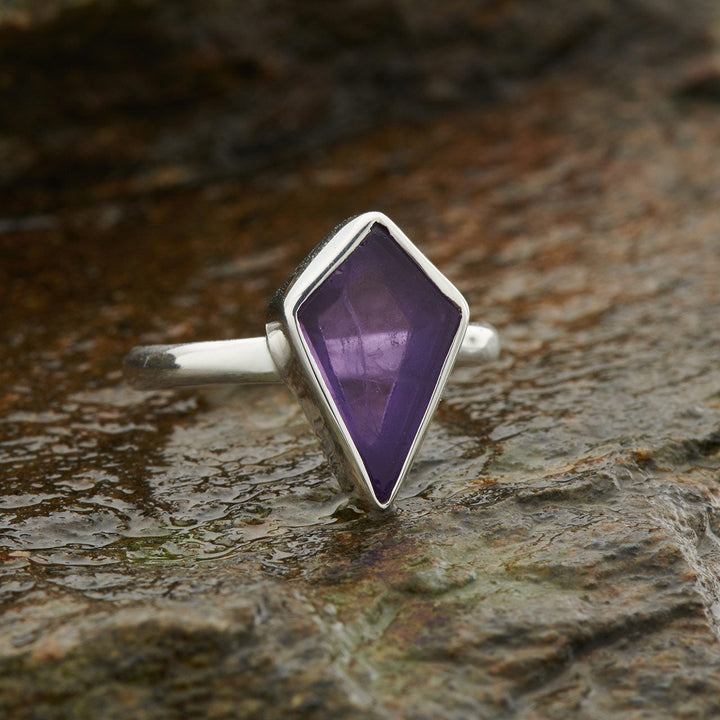 Amethyst Shield Sterling Silver Ring