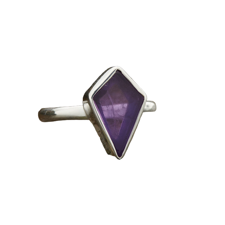 Amethyst Shield Sterling Silver Ring