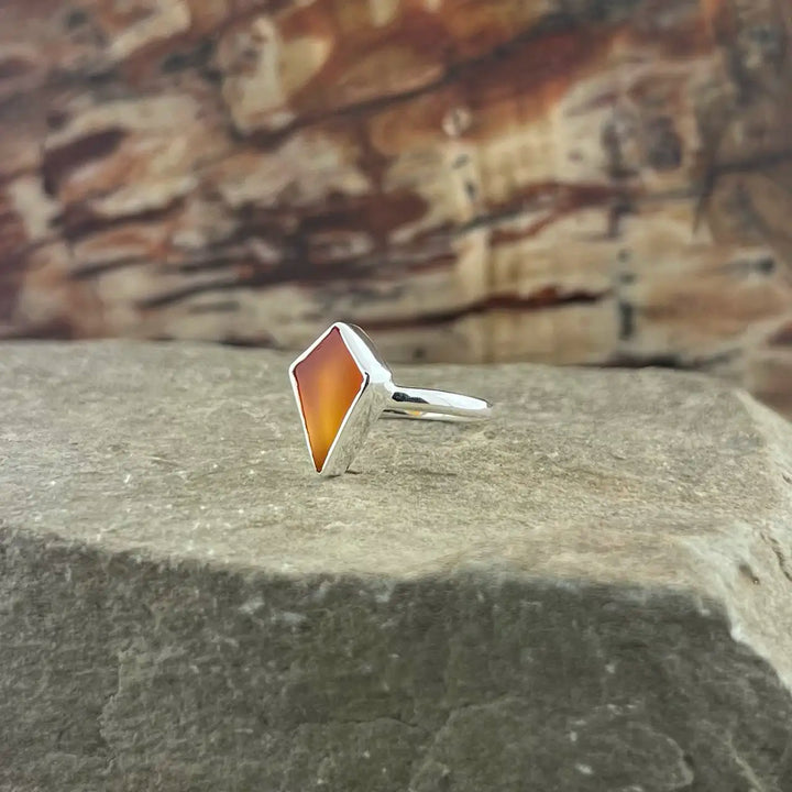 Carnelian Shield Sterling Silver Ring