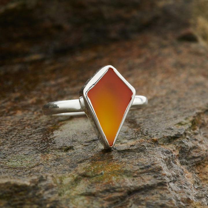 Carnelian Shield Sterling Silver Ring