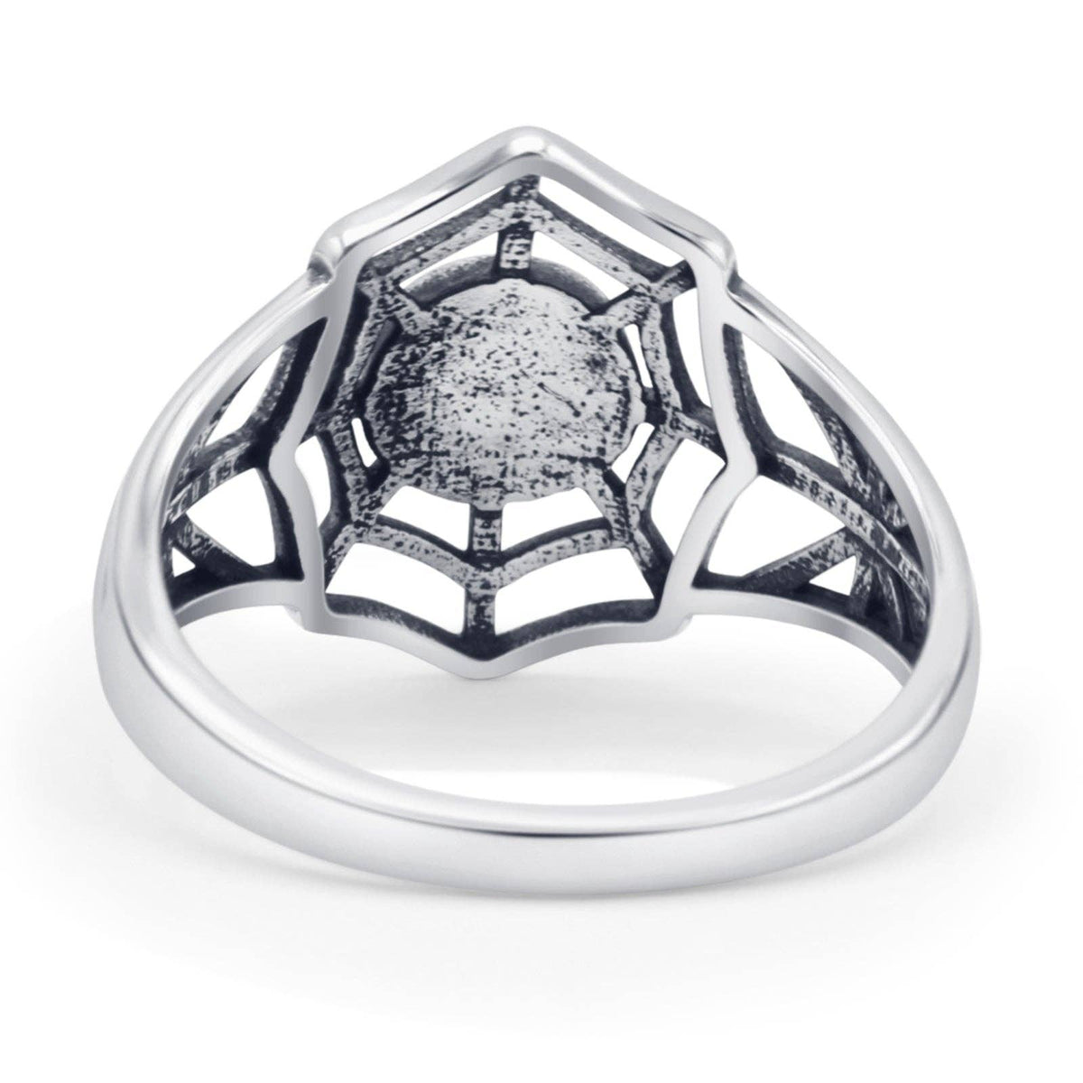 Round Moonstone Sterling Silver Spiderweb Ring