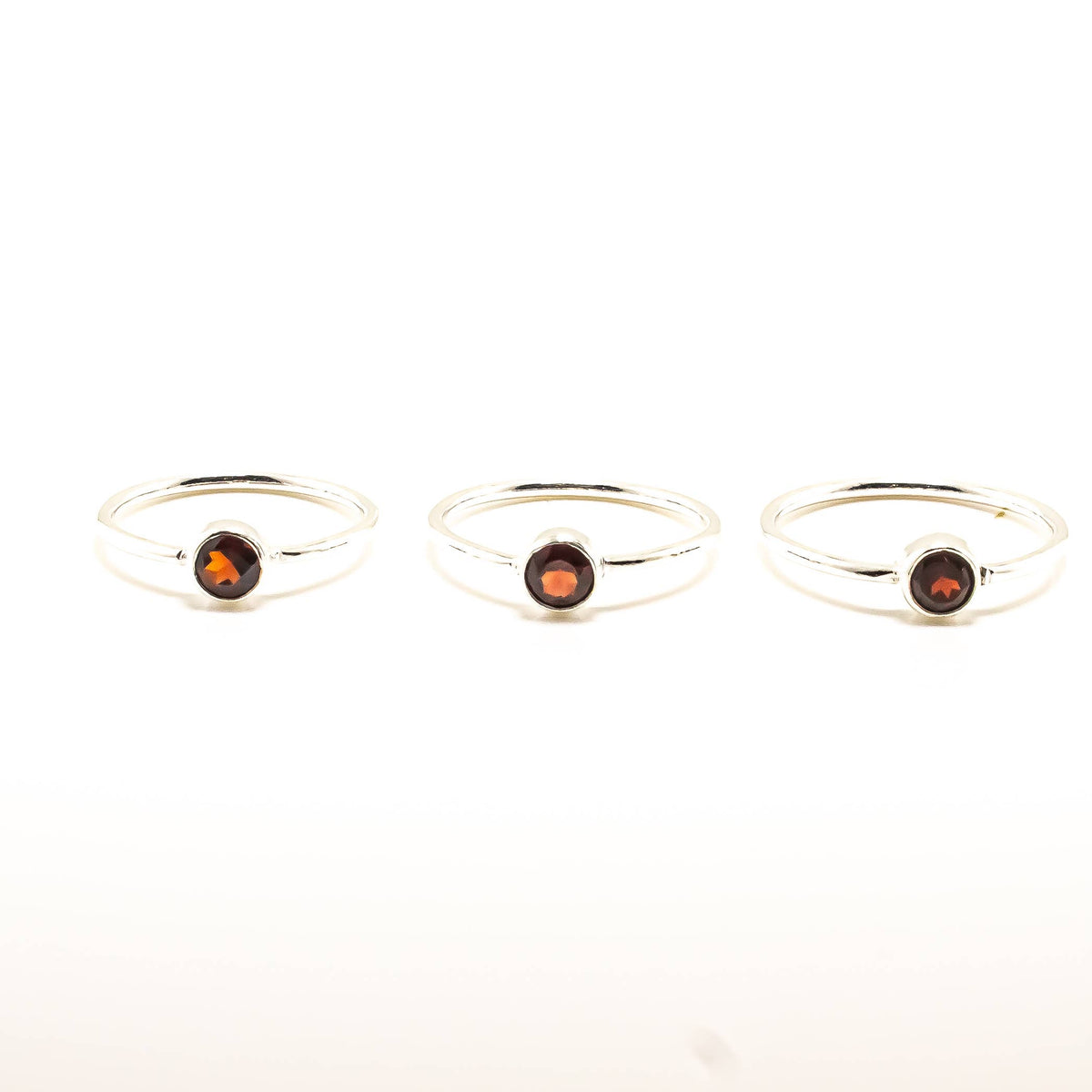 Garnet Ring Sterling Silver 925 Round