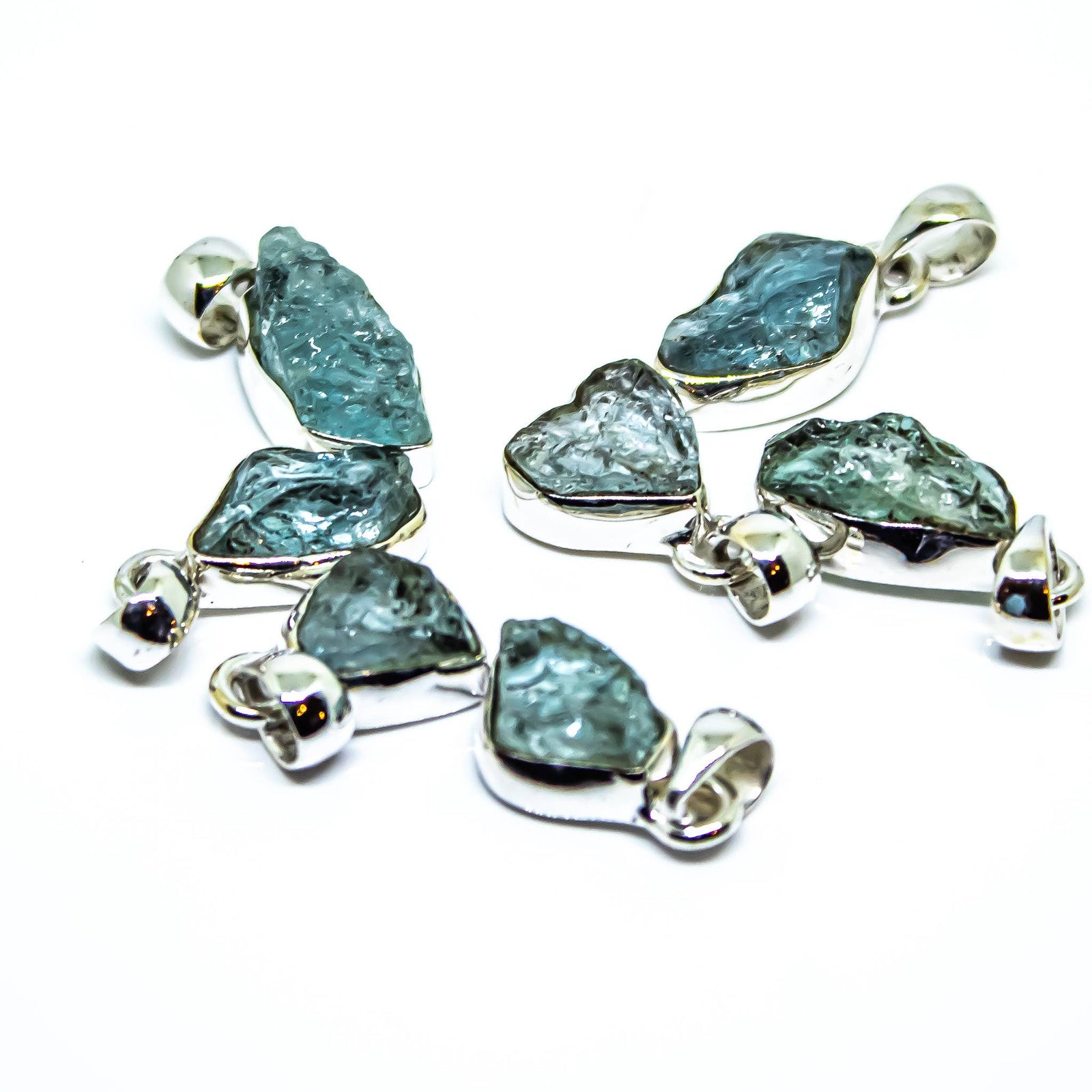 Aquamarine Freeform Sterling Silver Pendant