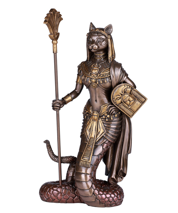 Snake Tail Bastet Bronze Statue