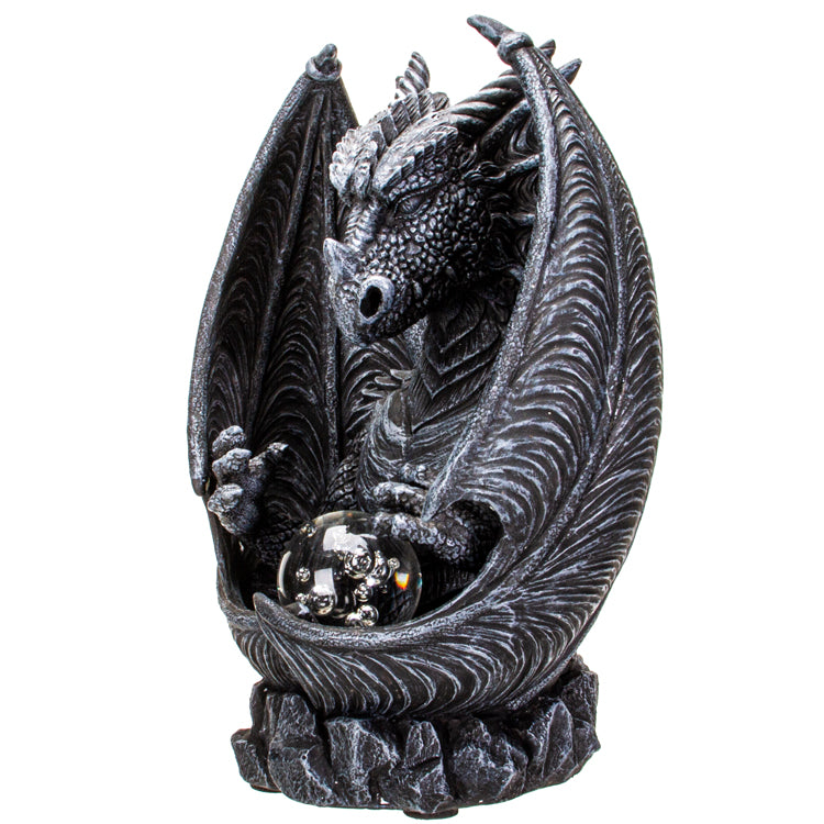 Stone Dragon Backflow Burner with Lighted Crystal Ball