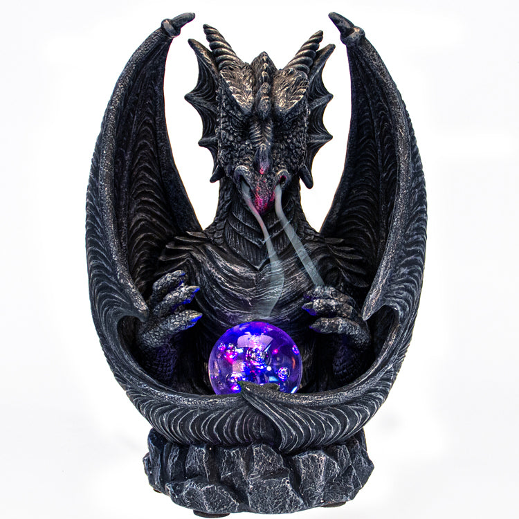 Stone Dragon Backflow Burner with Lighted Crystal Ball