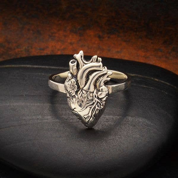 Anatomical Heart Ring Sterling Silver