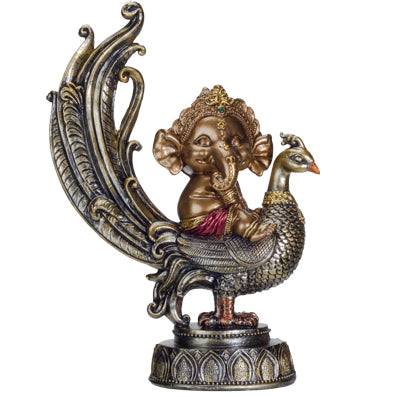 Ganesha on Peacock Statue
