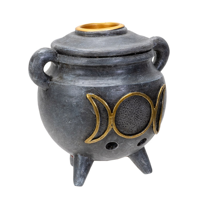 Triple Moon Cauldron Backflow Cone Incense Burner