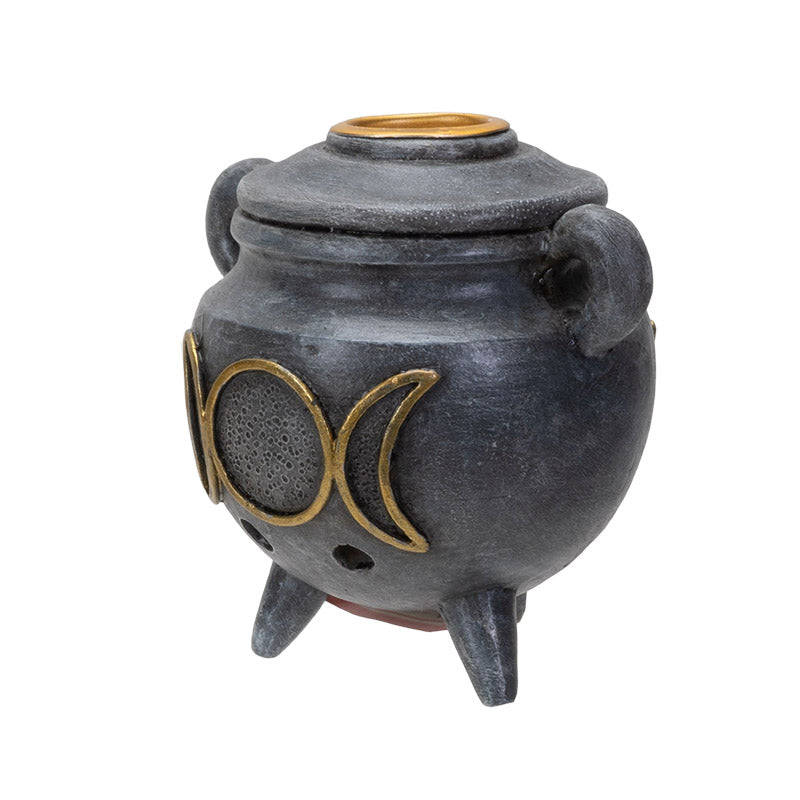 Triple Moon Cauldron Backflow Cone Incense Burner