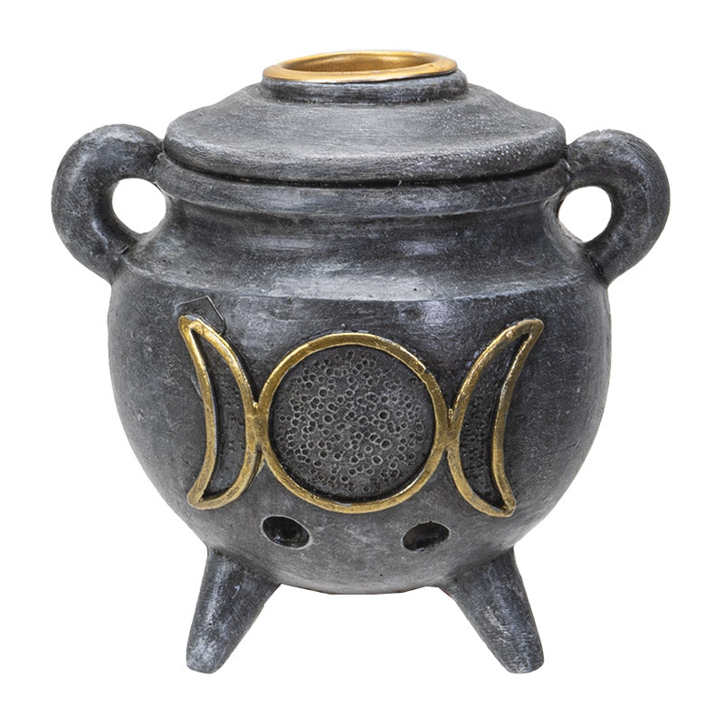 Triple Moon Cauldron Backflow Cone Incense Burner