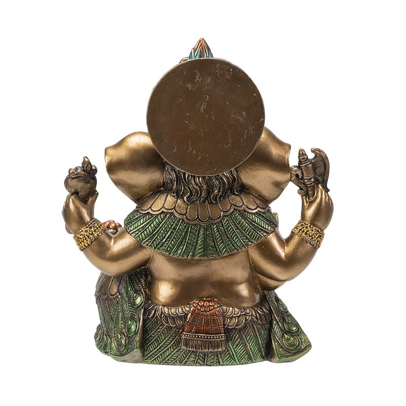 Ganesha Seated with Axe, Feather, & Modakas Statue