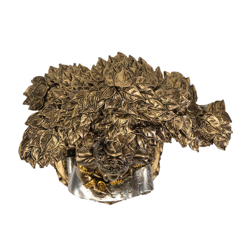 Ganesha Reading Under Tree Statue