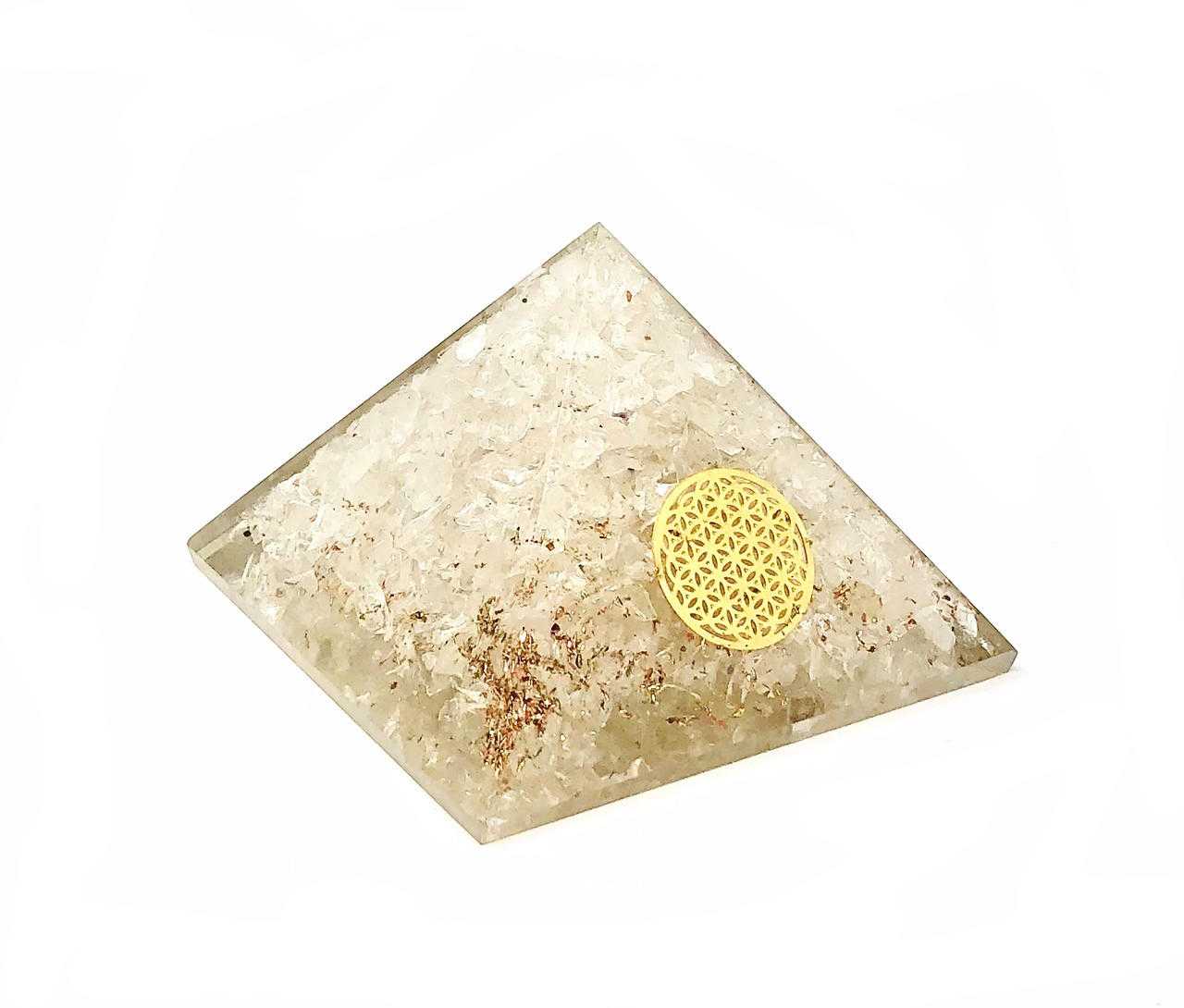 Orgone Pyramid Clear Quartz Flower of Life 50-55mm #15