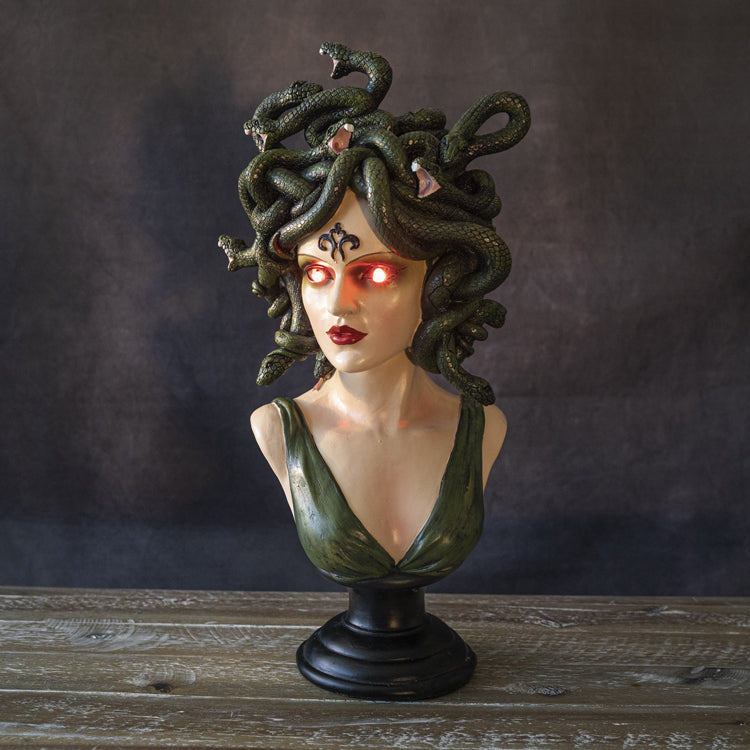 Medusa Bust LED eyes Statue
