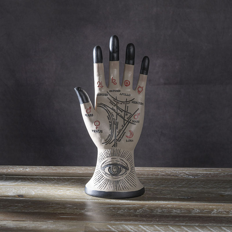 Palmistry Hand with Black Fingertips Statue