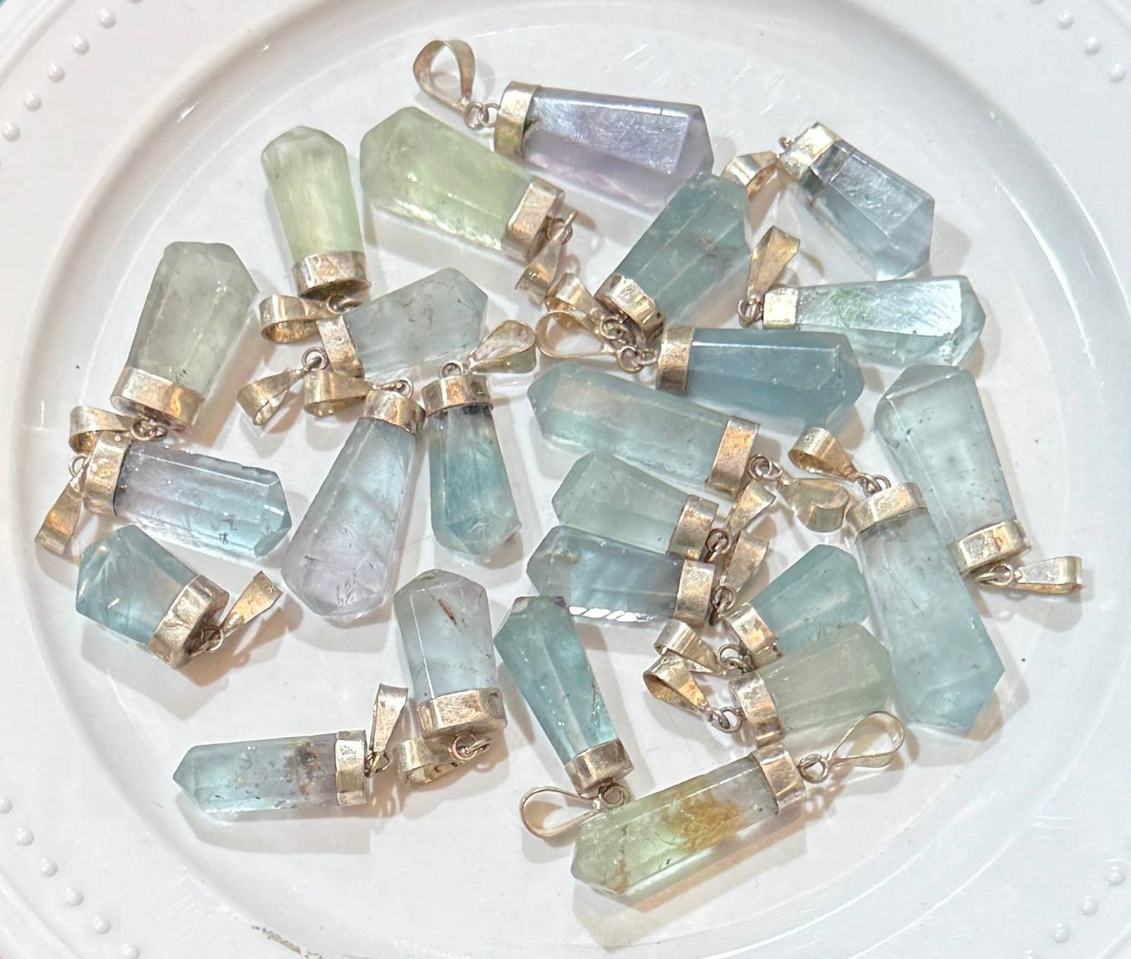 Fluorite Point Pendant with Sterling Silver Cap