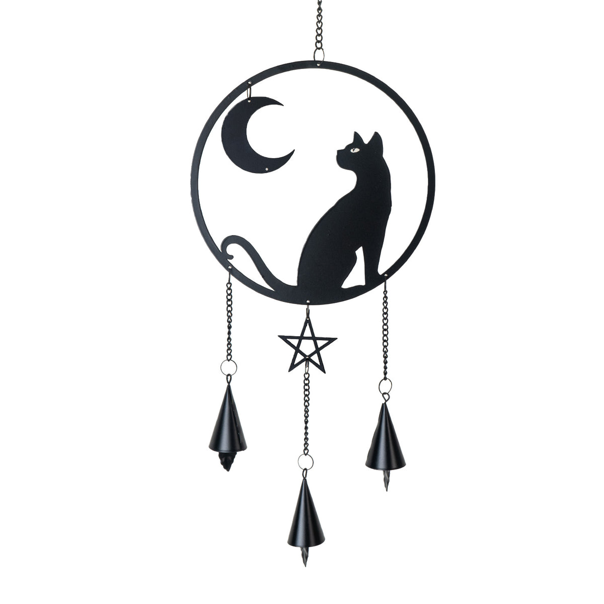 Black Cat Moon Gazer Wind Chime