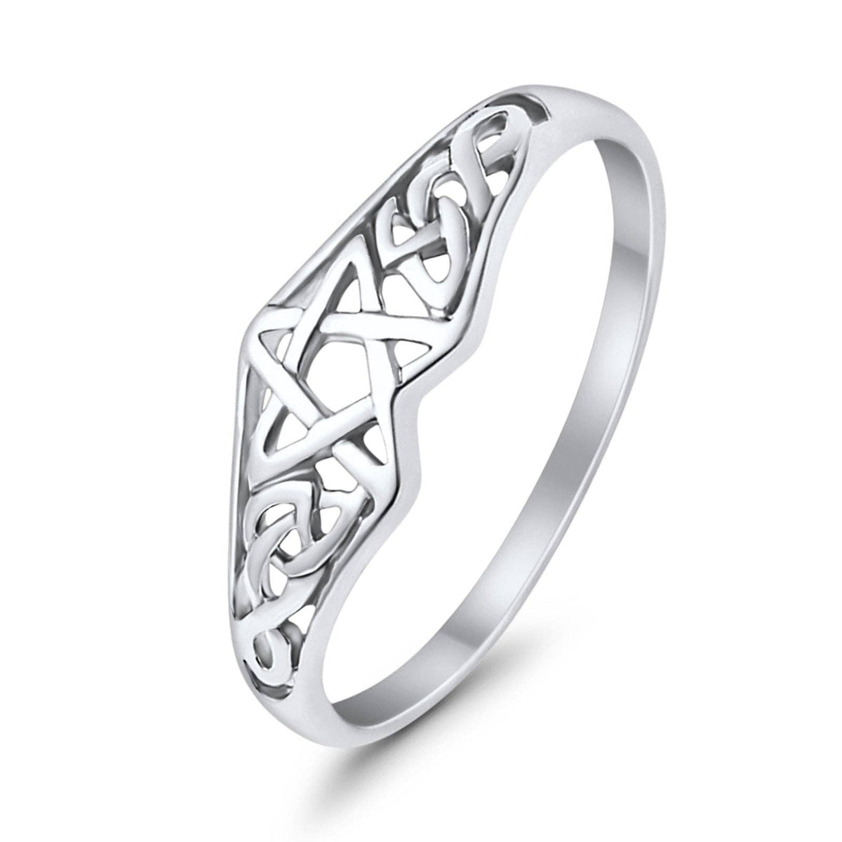 Pentagram Star Celtic Filigree Design Silver Ring
